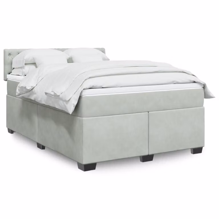 vidaXL Giroletto a Molle con Materasso Ibrido in Velluto Grigio Chiaro L: 160 cm, P: 200 cm