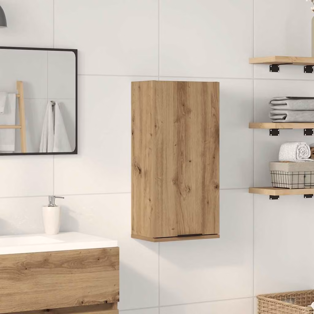 Mobile da bagno a parete vidaXL in legno Rovere Marrone L: 32 cm, P: 20 cm, H: 67 cm
