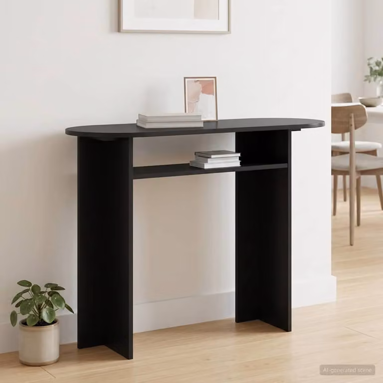 vidaXL Tavolo consolle moderno in MDF laminato rovere nero L 100 x P 39,5 x H 75 cm