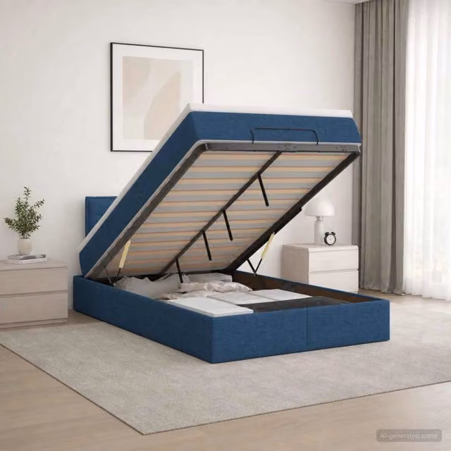 Letto ottomano con materasso vidaXL in tessuto blu L: 120 cm, P: 200 cm, H: 88 cm – 1