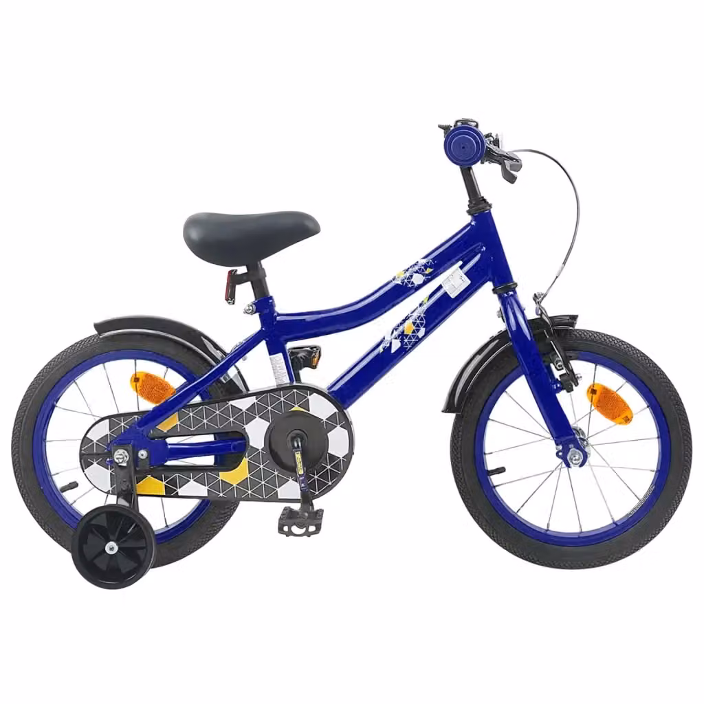 Bicicletta per bambini da 14 pollici blu con struttura in metallo e pneumatici in gomma – 2