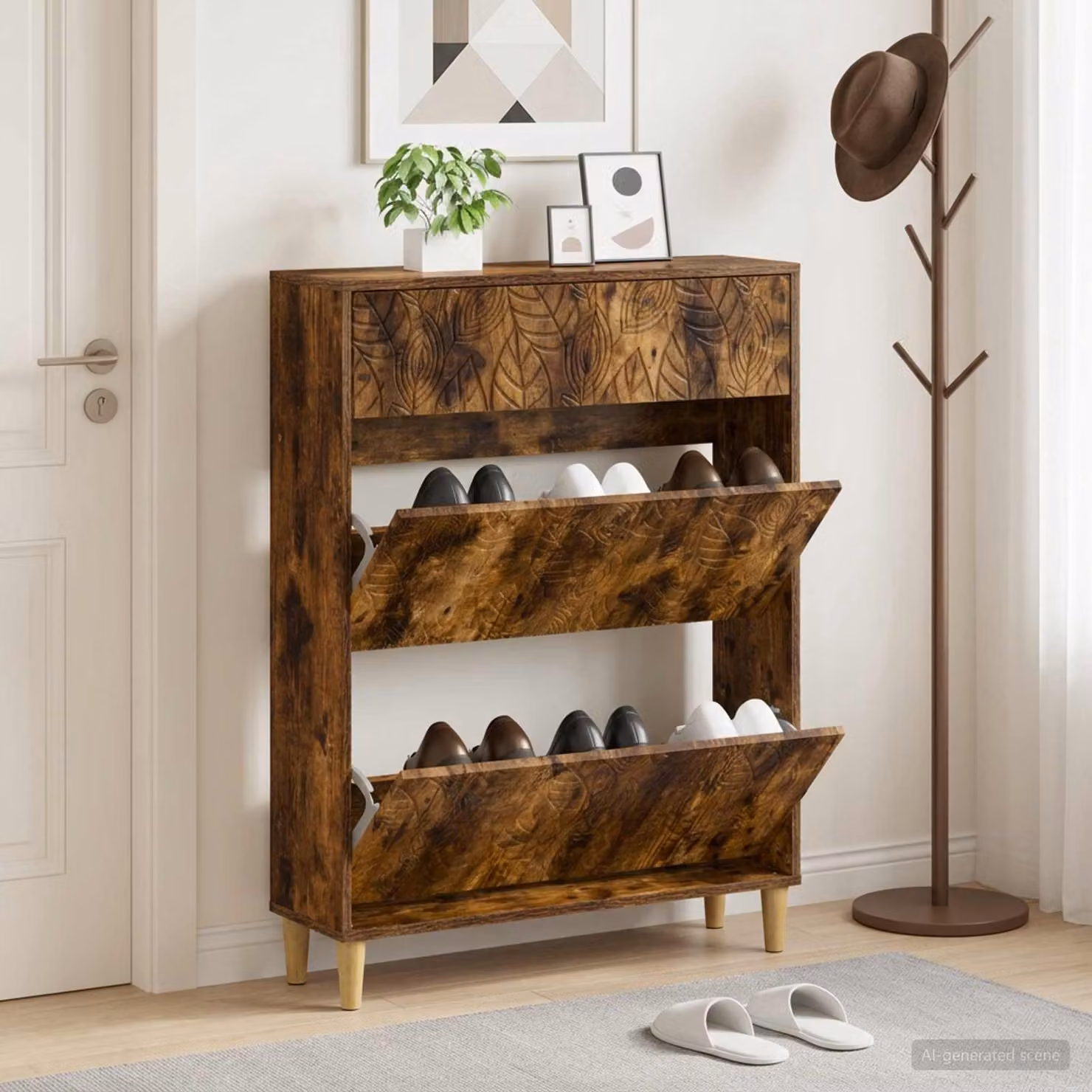 Mobile porta scarpe DELFT vidaXL in legno marrone L 78 cm, P 24 cm, H 103 cm