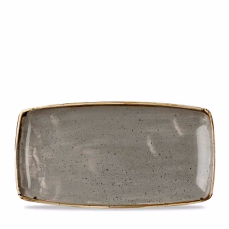 Piatto da portata oblungo in porcellana grigio stone, cm. 35x19cm, 12 pezzi