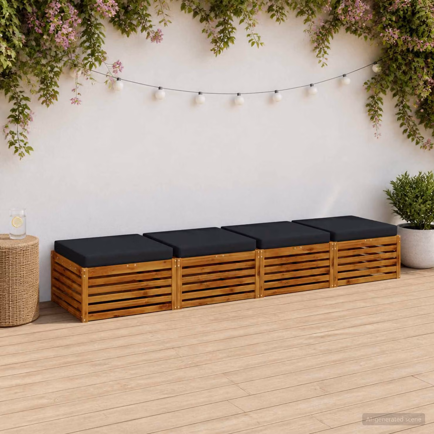 Set di 4 cuscini per sedia vidaXL SOEST in poliestere con imbottitura in schiuma, lavabili e resistenti ai raggi UV, disponibili in blu o nero