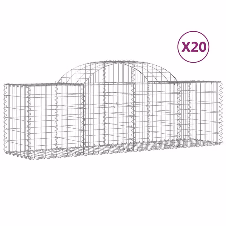 Cesti Gabbioni ad Arco 20 pz 200x50x60/80 cm Ferro Zincato