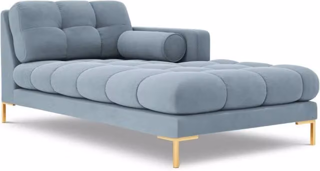 Chaise longue destra Bali di Cosmopolitan Design in velluto azzurro L/P/H: 164 x 102 x 75 cm