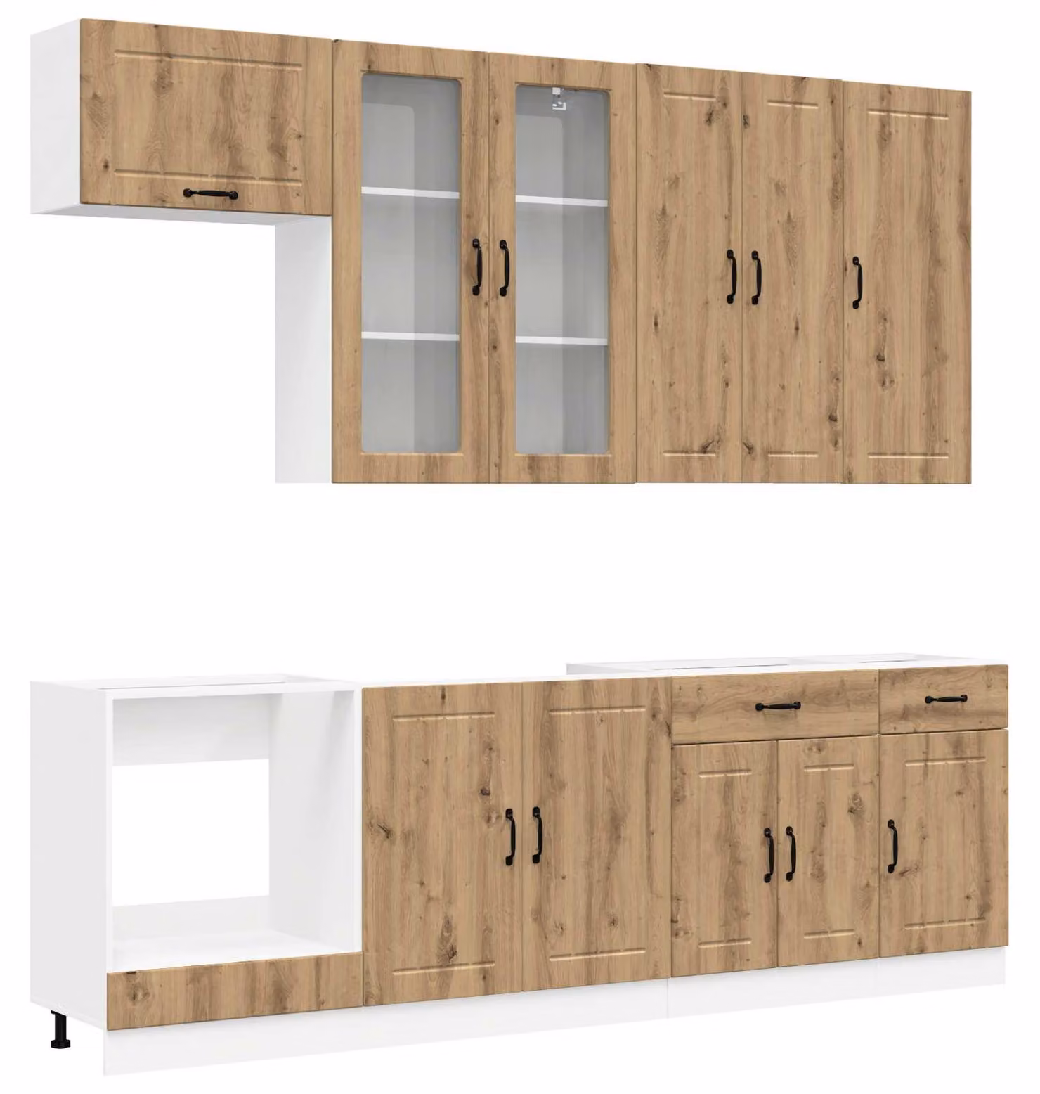 Set di cucina LUCCA, 8 pezzi, rovere artigianale, legno ingegnerizzato