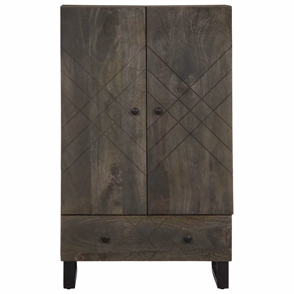 Credenza nera in legno di mango e metallo vidaXL L: 60 cm, P: 33 cm, H: 100 cm – 2