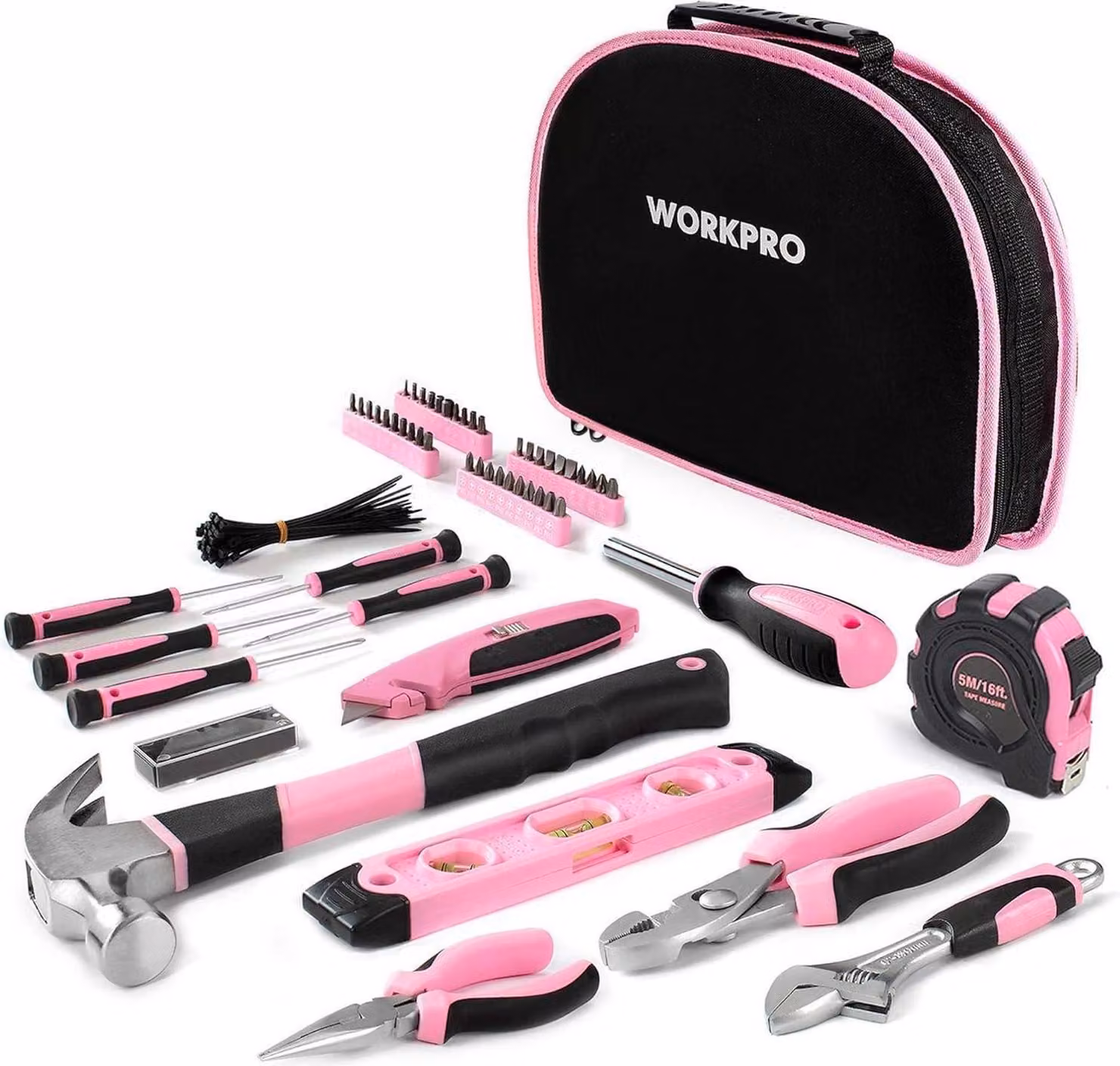 Set di utensili WORKPRO da 103 pezzi in rosa con borsa - Ideale per il fai da te e le riparazioni