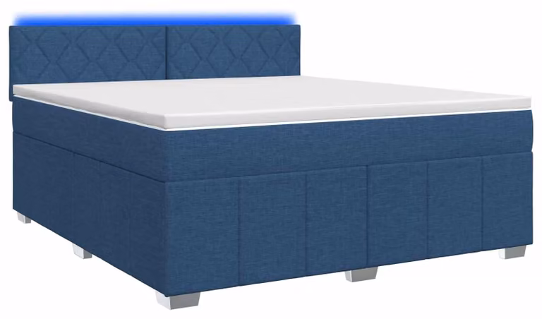 Letto boxspring LED con materasso blu 160 x 200 cm Tessuto