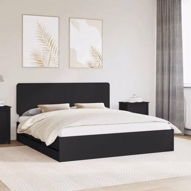 Struttura del letto-Giroletto Nero 180 x 200 cm Legno Ingegnerizzato 969206