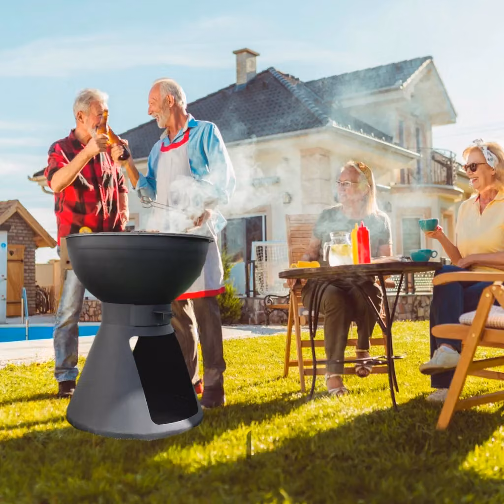 Barbecue a legna e a carbone Yucatán GIORDANOSHOP in acciaio Corten colore antracite con accessori, H: 91 cm, L: 64 cm – 2