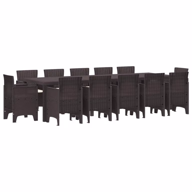 Set da pranzo per giardino e terrazza vidaXL in rattan marrone con 13 pezzi