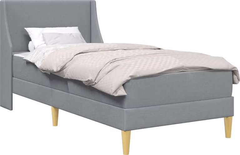 Struttura del letto con materasso grigio chiaro, dimensioni 90 x 190 cm, tessuto