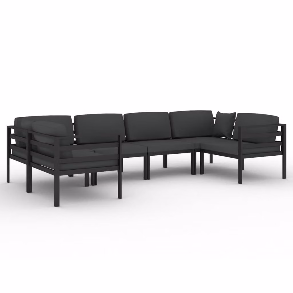 Set Divani da Giardino 6 pz con Cuscini in Alluminio Antracite