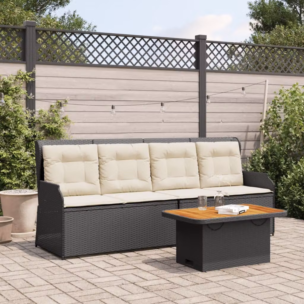 Maison Exclusive - Set Divani da Giardino 3 pz con Cuscini Nero in Polyrattan