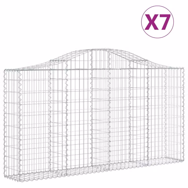 Cesti Gabbioni ad Arco 7 pz 200x30x100/120 cm Ferro Zincato