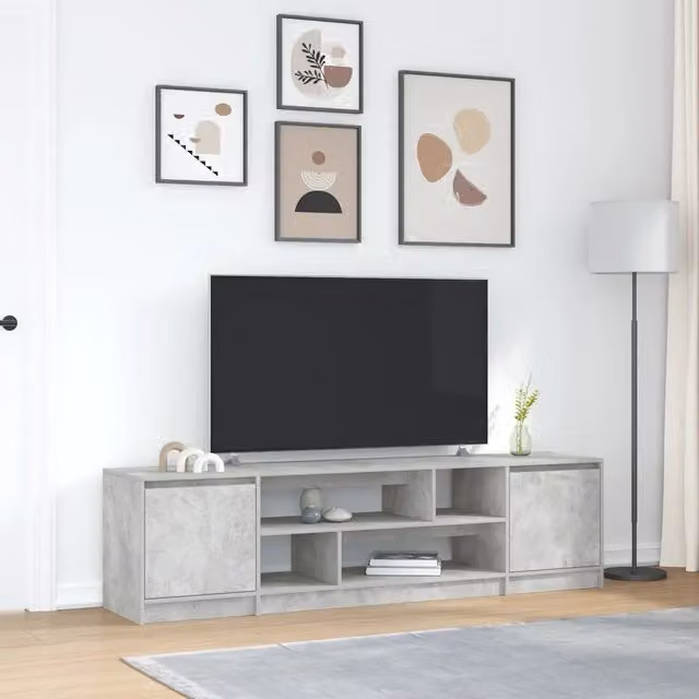 Mobile Porta TV-Mobile per TV-Credenza TV Grigio Cemento 188,5x41x50 cm Legno Multistrato