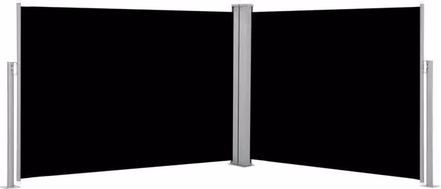 Tenda da sole laterale retrattile e schermo privacy per patio e giardino, colore nero, L: 1000 cm, H: 120 cm