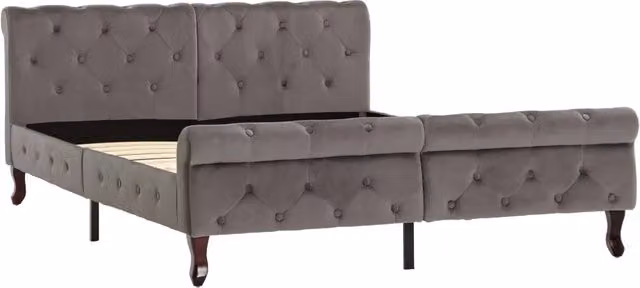 Letto matrimoniale | Letto per adulti | Giroletto Grigio in Velluto 140x200 cm