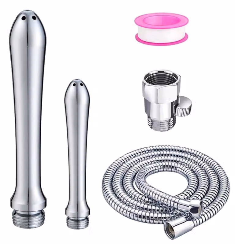 2 soffioni doccia in alluminio con tubo flessibile regolabile