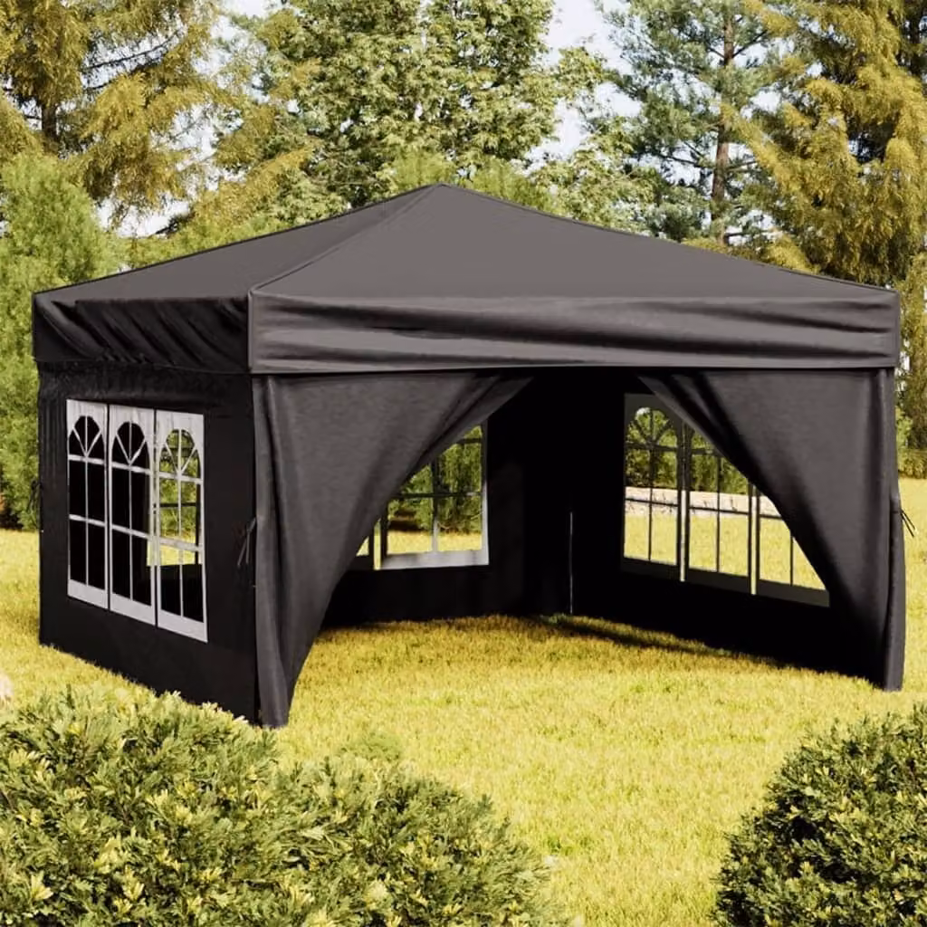 Maison Exclusive - Tenda da festa pieghevole con pareti laterali, colore nero, dimensioni 3x3 metri