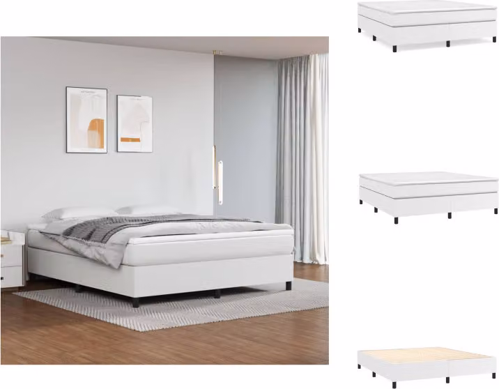 vidaXL Letto a molle bianche 160x200 cm in Pelle finta - Letti & strutture letto