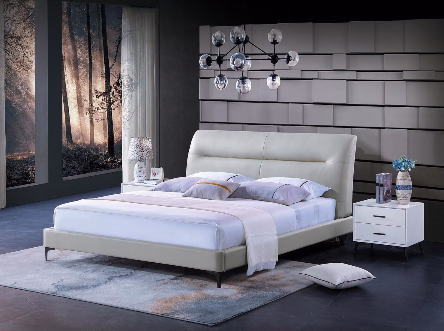 Bett Polster Design Luxus Doppel Hotel Betten Schlaf Zimmer Leder Luxus 180x200