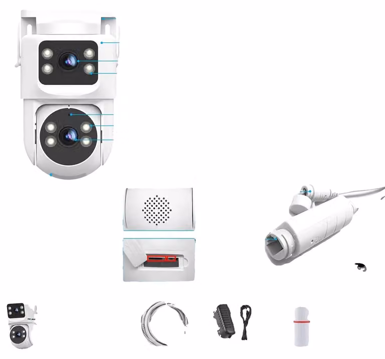Telecamera di sicurezza, doppia lente, visione notturna, 201HN-WIFI