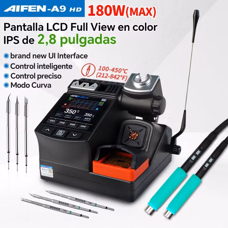 Stazione di saldatura da 180 W - Regolatore di temperatura da 100 a 450 °C - Include 210 e 245 punte