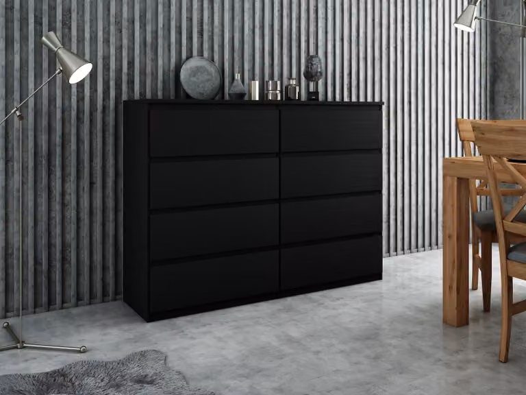 Comodino pratico da 120 cm con 6 cassetti e ampio spazio di archiviazione