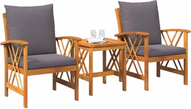 Set Divano da Giardino con cuscino 3 pz | Set Salotto da Giardino Olio Naturale
