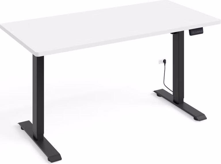 Scrivania regolabile in altezza Elettrica BIMOTION 1S 140x70x3,2 cm STRUTTURA NERA/OMBRETTO BIANCO