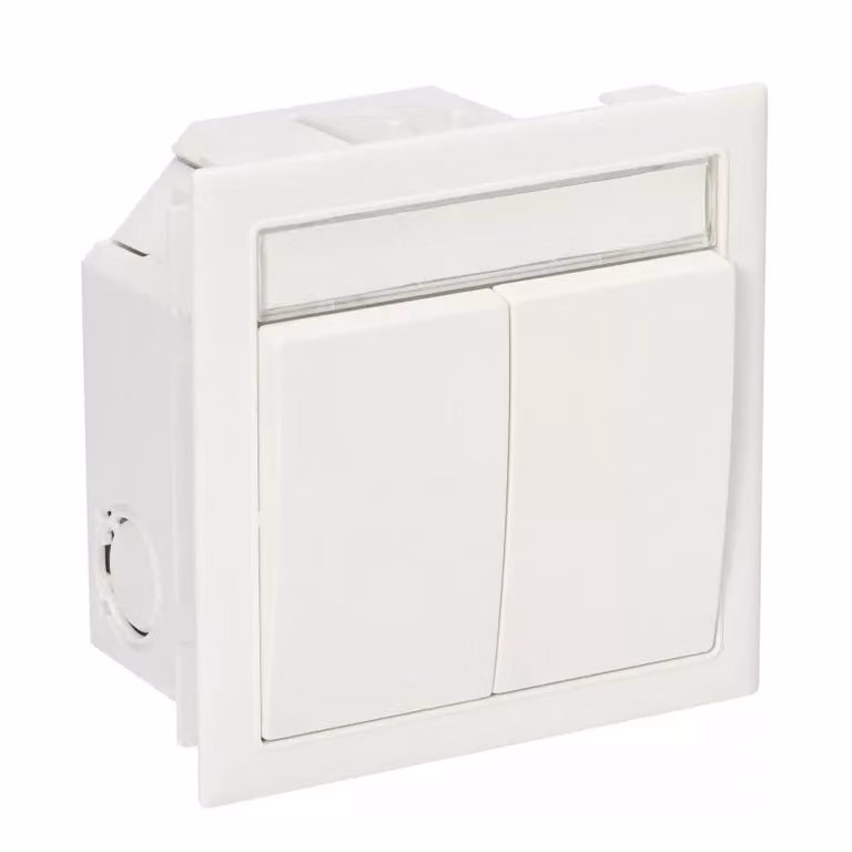 Interruttore Schneider Electric a 2 poli con scatola da incasso, bianco RAL 9016, tipo: CYB-PB-AS2 9016 5980032