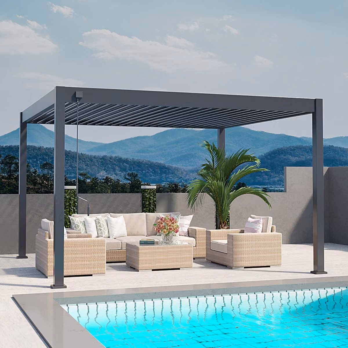 Pergola Weide Deluxe interamente in alluminio 3,6x4 m con tetto a lamelle, indipendente, antracite