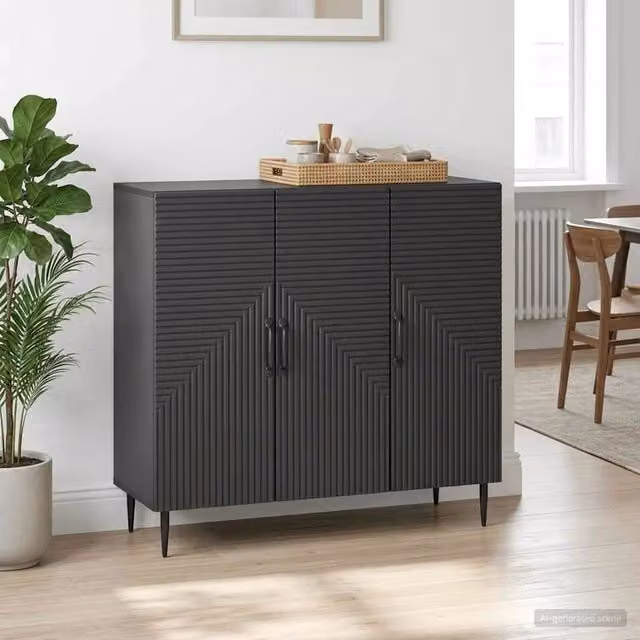 Credenza moderna vidaXL in legno MDF nero L: 89 cm, P: 34,5 cm, H: 80 cm