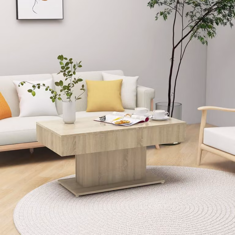 The Living Store tavolino in rovere Sonoma 96x50x45 cm materiale a base di legno