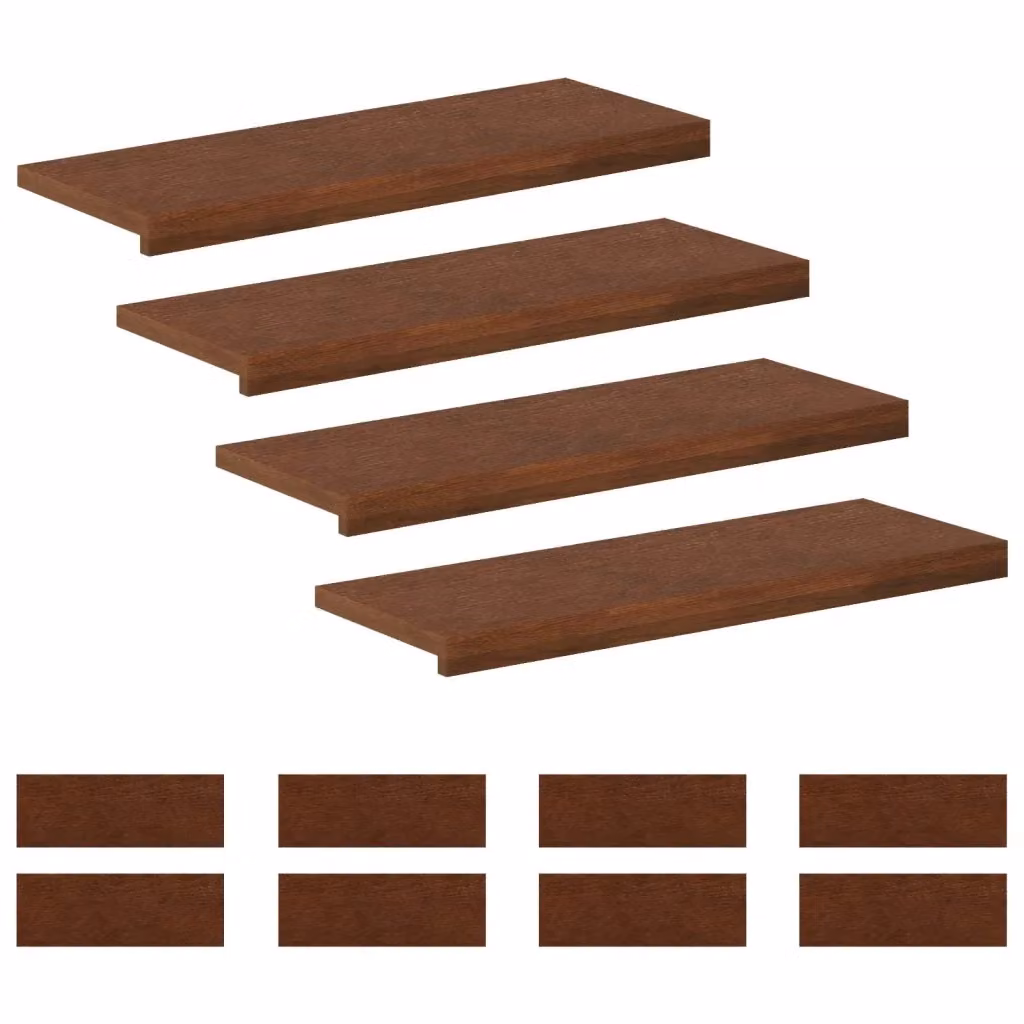 Set di 12 gradini per scale vidaXL in legno effetto quercia marrone, L: 80 cm, P: 30 cm, H: 2 cm – 2