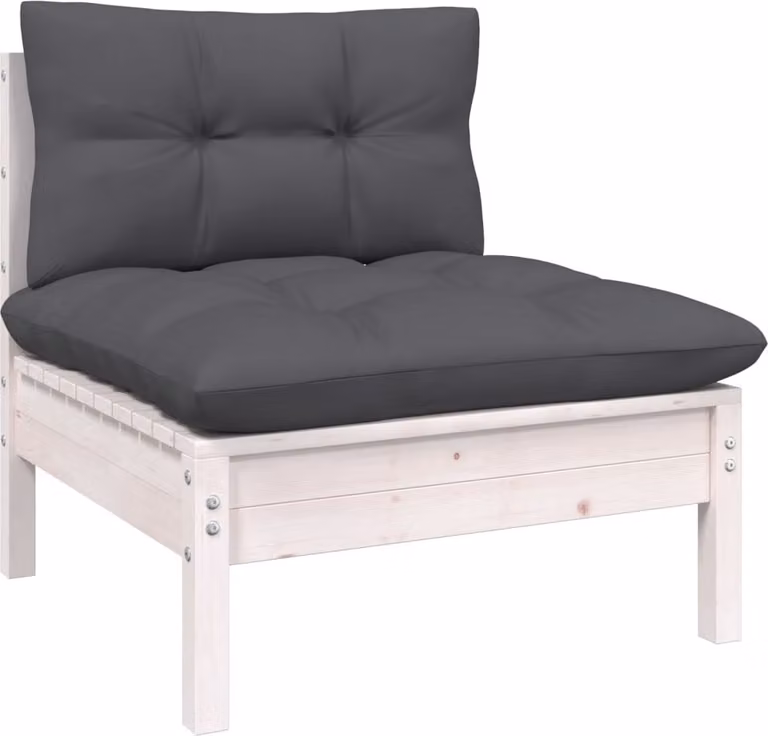 Set Divani da Giardino 8 pz con Cuscini Bianchi Legno di Pino