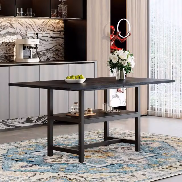 Tavolo da pranzo rettangolare moderno Mivray in MDF laminato e metallo nero con piano da 2,5 cm, L: 160 cm, H: 88 cm, P: 80 cm – 1