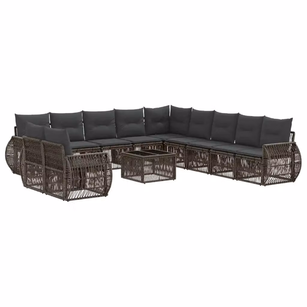 Set Divano da Giardino a Forma a U vidaXL in Polyrattan Grigio e Antracite con Tavolino e Cuscini – 2