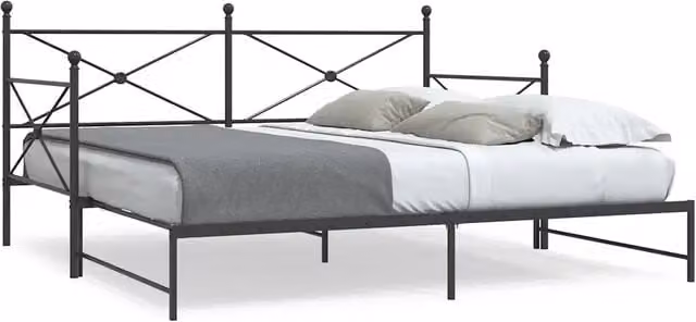 Divano Letto Estraibile senza Materasso-Sofa Letto-Daybed Nero 100x200 cm Acciaio