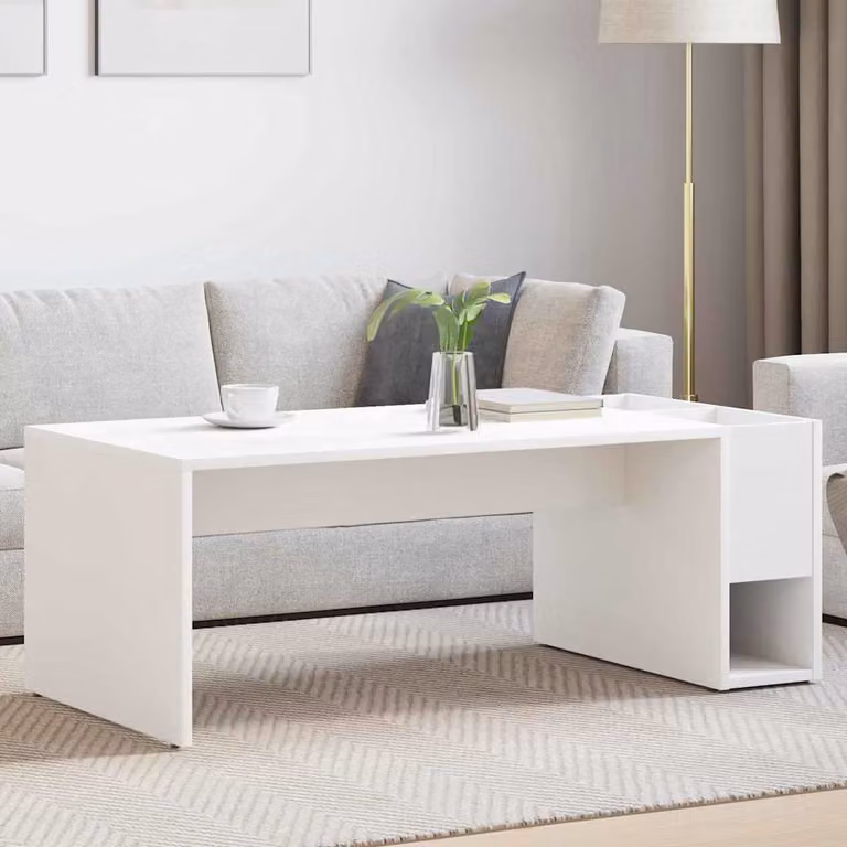 vidaXL Tavolino da salotto moderno bianco L: 101,5 cm, P: 50 cm, H: 37 cm