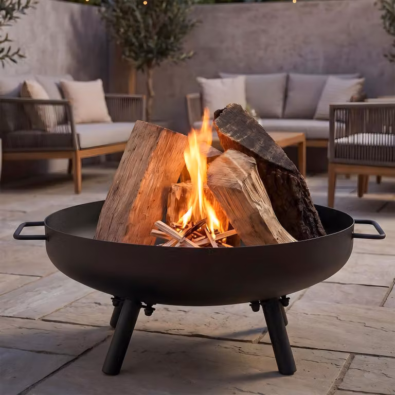 Braciere da giardino 50 cm in ferro nero - Braciere da terrazza - Camino da esterno - Fuoco da giardino - Braciere per falò - Decorazione da giardino