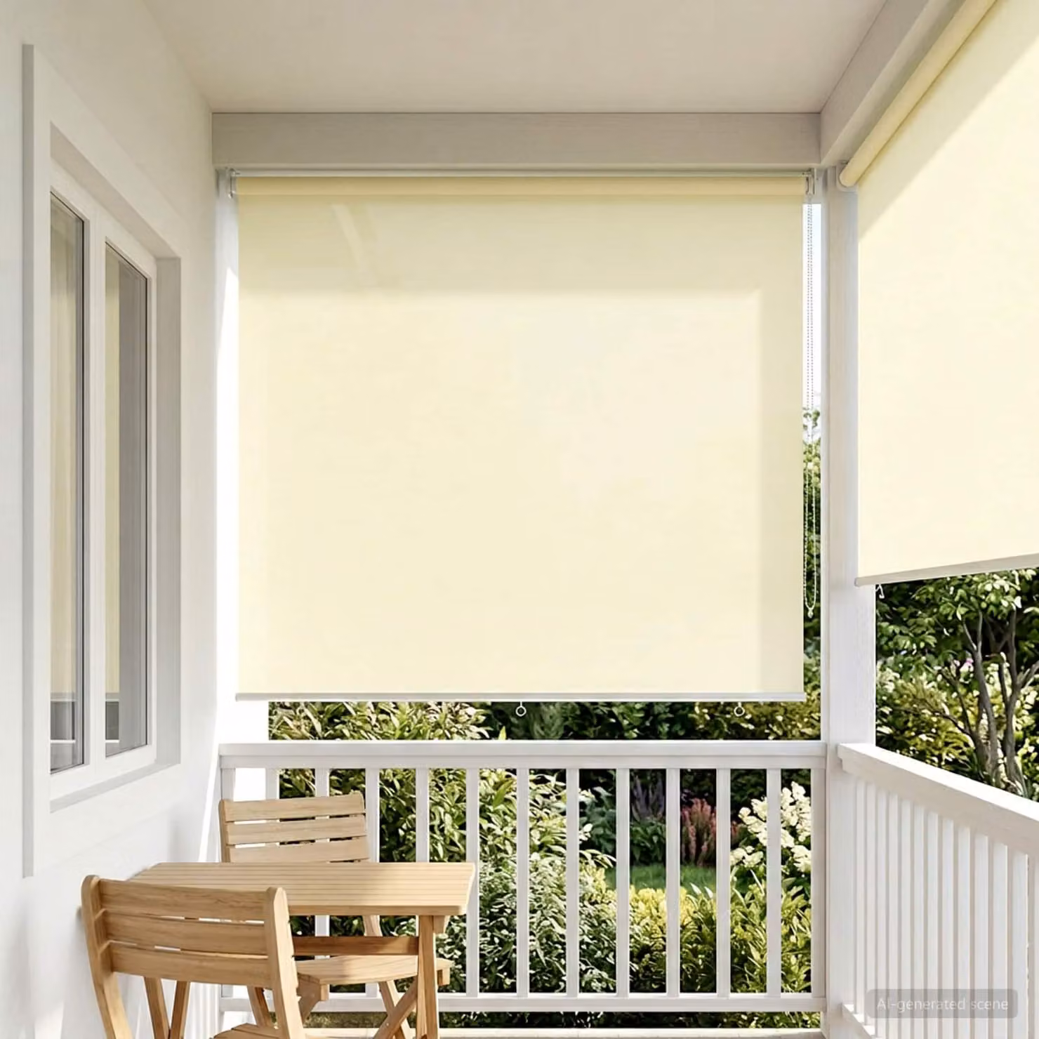 Tenda da sole a rullo vidaXL con protezione UV in poliestere, colore beige, L: 140 cm, H: 160 cm