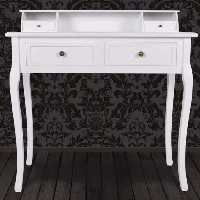 Tavolino da Trucco Moderno vidaXL Bianco Lucido in Legno e MDF
