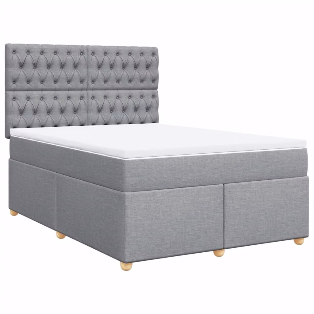 Giroletto a Molle con Materasso Grigio Chiaro 140x200cm Tessuto