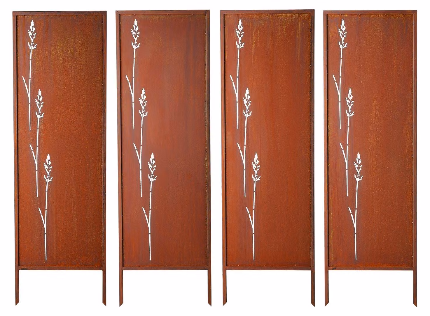Schermo parasole in metallo, 50 x 160 cm. Recinzione moderna autoportante, pannello divisorio da giardino con picchetti di fissaggio allungati e piastra Acciaio al carbonio, divisorio autoportante da esterno per giardino e interni
