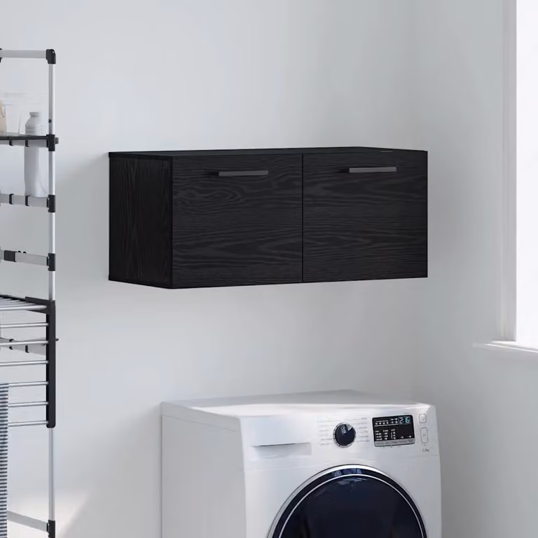 Armadietto a muro moderno vidaXL in legno nero con ripiani interni L: 80 cm, P: 36.5 cm, H: 35 cm