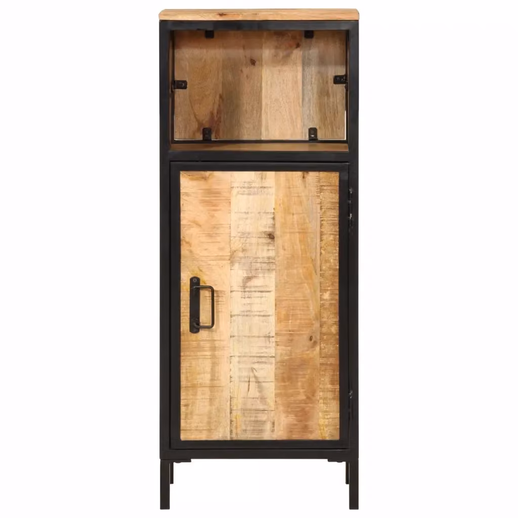 Mobile da Bagno Sospeso in Legno di Mango e Metallo Marrone Stile Industrial vidaXL L/P/H: 40 x 27 x 90 cm – 2